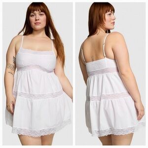 PINK Victoria’s Secret White By Frankies Bikinis M Magnolia Poplin Dress NEW